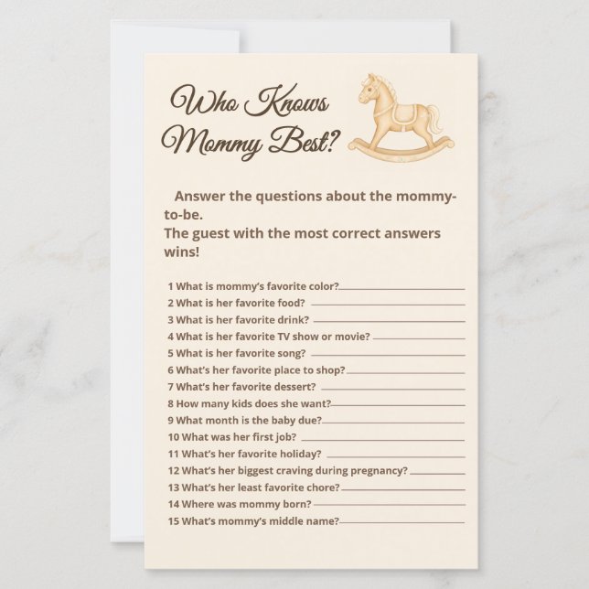 Boho Western Rocking Horse Who Knows Mommy game (正面)