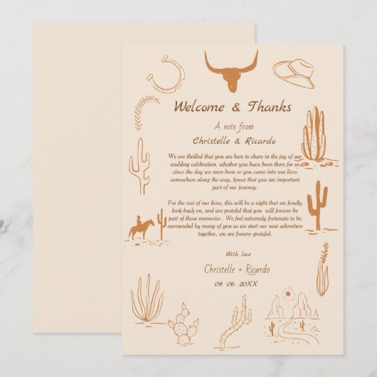 Boho Western Welcome & 感謝していの結婚ノート (正面/裏面)