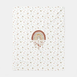 Boho Whimsical Bee & Earthy Rainbow Baby Fleece Bl フリースブランケット