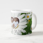 Boho white daisies template ジャンボコーヒーマグカップ (正面右)