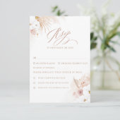 Boho White Orchids Pampas Grass Wedding 出欠カード (スタンド正面)