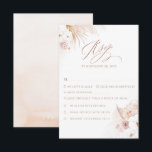 Boho White Orchids Pampas Grass Wedding 出欠カード<br><div class="desc">White orchids,  dusty pink roses and pampas grass bohemian elegant wedding reply cards</div>