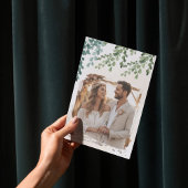 Boho White Rose Eucalyptus Gold Invite 招待状