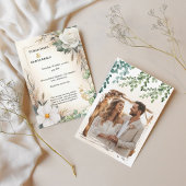 Boho White Rose Eucalyptus Gold Invite 招待状