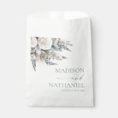 Boho White Rose Floral Flower Garden Wedding フェイバーバッグ (正面)