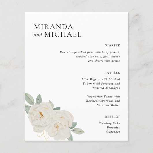 BOHO WHITE ROSES FLOWERSのディナ結婚ーメニュー (正面)