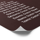 Boho White Roses on Burgundy'結婚's Seat Chart ポスター (角)