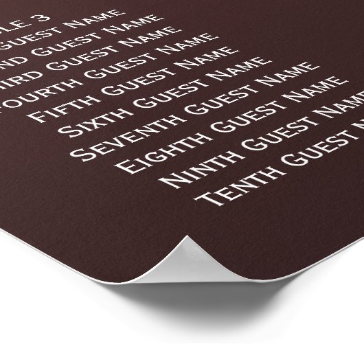 Boho White Roses on Burgundy'結婚's Seat Chart ポスター (角)