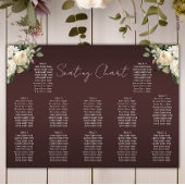 Boho White Roses on Burgundy'結婚's Seat Chart ポスター