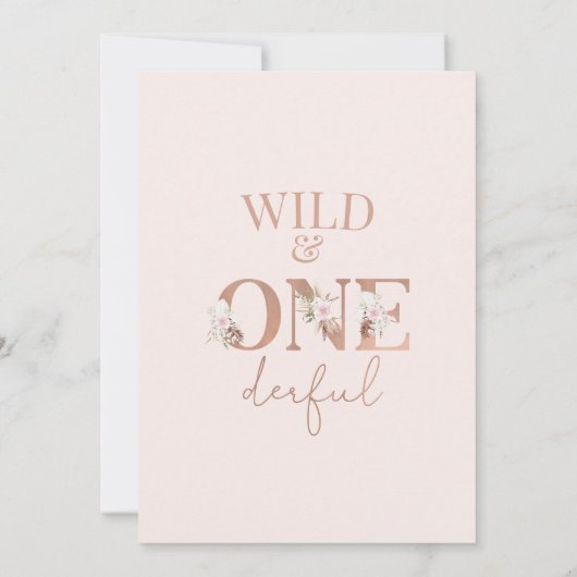 Boho WildとOnederful Safariの誕生日 招待状 (裏面)