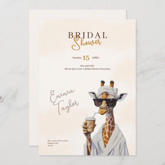 boho wild bridal shower safari invitation 招待状 (正面/裏面)