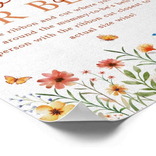 Boho Wildflowerどのように大きな彼女の腹の赤ちゃんシャワーのゲーム ポスター (角)