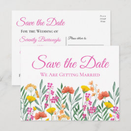 Boho Wildflowerの結婚フローラ日付の保存 ポストカード