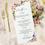 Boho Wildflowerの結婚メニューカード メニュー<br><div class="desc">シックでボホのデザインのエッセンスをインスパイア取り込み、ムーディーズな地色と美しいフローラ要素を魅了する。あなたカスタマイズの個人の詳細と楽に一緒に。</div>