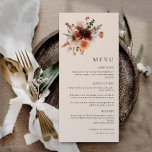 Boho Wildflowerの結婚メニューカード メニュー<br><div class="desc">このワイルドフラワー結婚のメニューカードでbohoの装飾を完成させる。繊細なフローラデザインはお洒落、特別な日に素朴な魅力を追加する。Matching items in our Autumn Elegance秋フローラ結婚ズコレクション – Cavaパーティーデザイン</div>