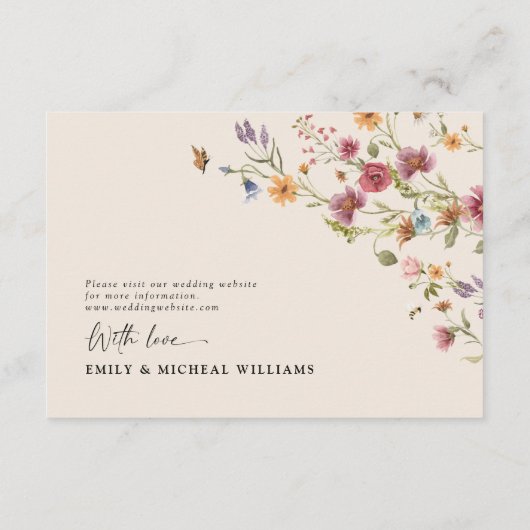 Boho Wildflowerの結婚詳細エンクロージャカード エンクロージャーカード (裏面)