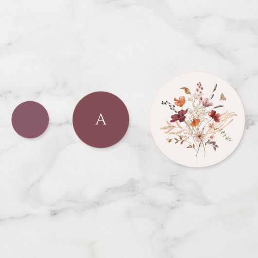 Boho WIldflowerエレガントな結婚式のテーブル コンフェッティ (正面)