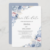 Boho Wildflowerエレガントは日付を保存 招待状 (正面/裏面)
