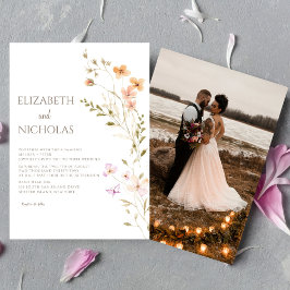 Boho Wildflowerエレガント写真カジュアル結婚の 招待状