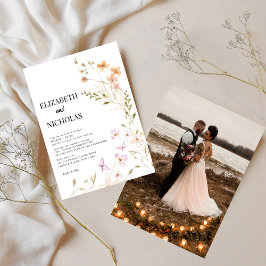 Boho Wildflowerエレガント写真カジュアル結婚の 招待状
