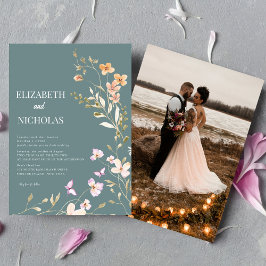 Boho Wildflowerエレガント写真カジュアル結婚の 招待状