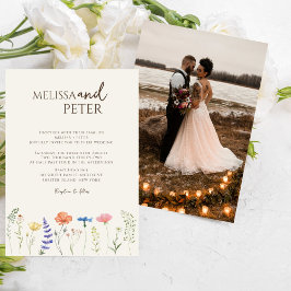 Boho Wildflowerエレガント写真カジュアル結婚の 招待状
