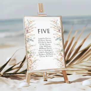 Boho Wildflowerカラフルのテー結婚ブル番号 テーブルナンバー