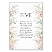 Boho Wildflowerカラフルのテー結婚ブル番号 テーブルナンバー (正面)