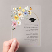 Boho Wildflowerカラフル卒業パーティーの写真 アクリル招待状 (インサイチュ (ポータブル))