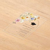 Boho Wildflowerカラフル卒業パーティーの写真 アクリル招待状 (レイダウン)