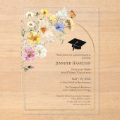 Boho Wildflowerカラフル卒業パーティーの写真 アクリル招待状 (正面)