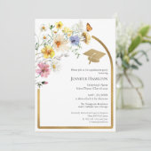 Boho Wildflowerカラフル卒業パーティーの写真 招待状 (スタンド正面)