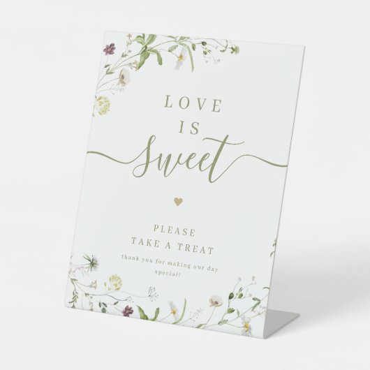 Boho Wildflowerスクリプト素朴な愛は甘い 台座サイン (正面)