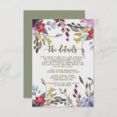 Boho Wildflowerフローラ結婚情報カード エンクロージャーカード (正面/裏面)