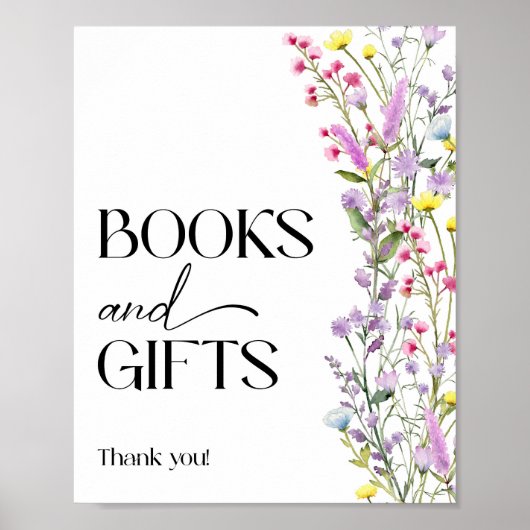 Boho Wildflowerフローラ赤ちゃんシャワー本とギフト ポスター (正面)