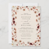 Boho WildflowerフローラQRコードRSVP 結婚's 招待状 (正面)