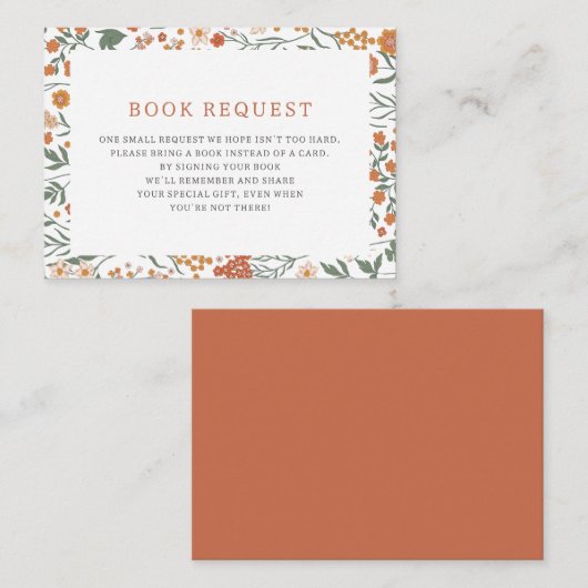 Boho Wildflowerブックリクエスト エンクロージャーカード (正面/裏面)