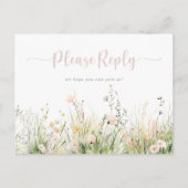 Boho Wildflowerメニュー選択RSVP ポストカード (正面)