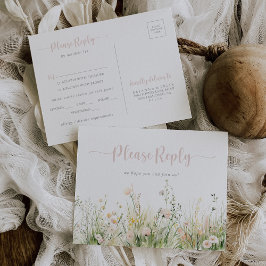 Boho Wildflowerメニュー選択RSVP ポストカード