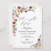 Boho Wildflowerリハーサルディナーの前の夜 招待状 (正面)