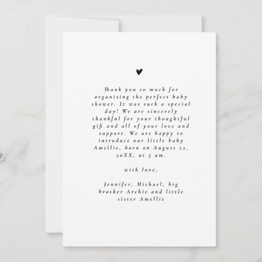 Boho Wildflowerリース写真コラージュ赤ちゃんシャワー サンキューカード (裏面)