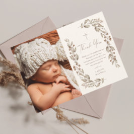 Boho Wildflower写真男女兼用バプテスマ サンキューカード