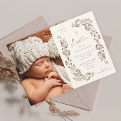 Boho Wildflower写真男女兼用バプテスマ 招待状