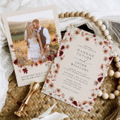 Boho Wildflower写真QRコードRSVP 結婚's 招待状