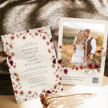 Boho Wildflower写真QRコードRSVP 結婚's