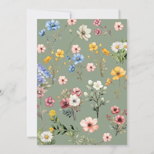 Boho WIldflower卒業写真サンキューカード 案内状 (裏面)