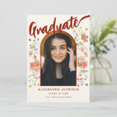 Boho Wildflower大学院写真スクリプエレガントト 案内状 (スタンド正面)