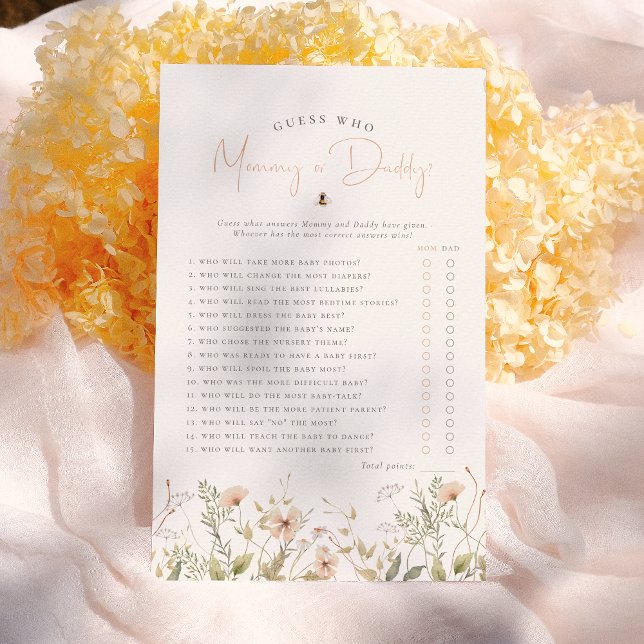 Boho Wildflower推測誰の女の子の赤ちゃんシャワーゲーム (クリエイターアップロード済み)