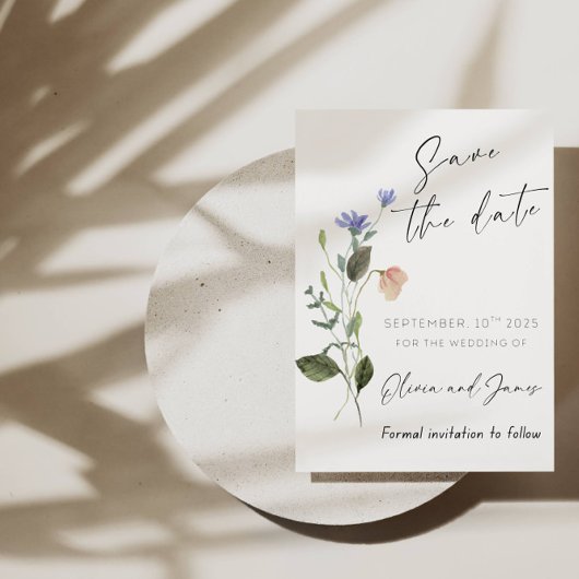 Boho Wildflower日付のカードを結婚保存する 招待状