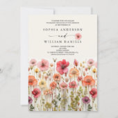 Boho Wildflower結婚のQRコード 招待状 (正面)